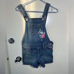 Abercrombie Kids Blue Floral Embroidered Overalls